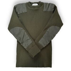 Commando Sweater Green Vintage Patches Ribbed Military Grunge Mens S Utilitarian